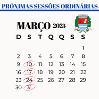 Confira as datas das sessões ordinárias de março